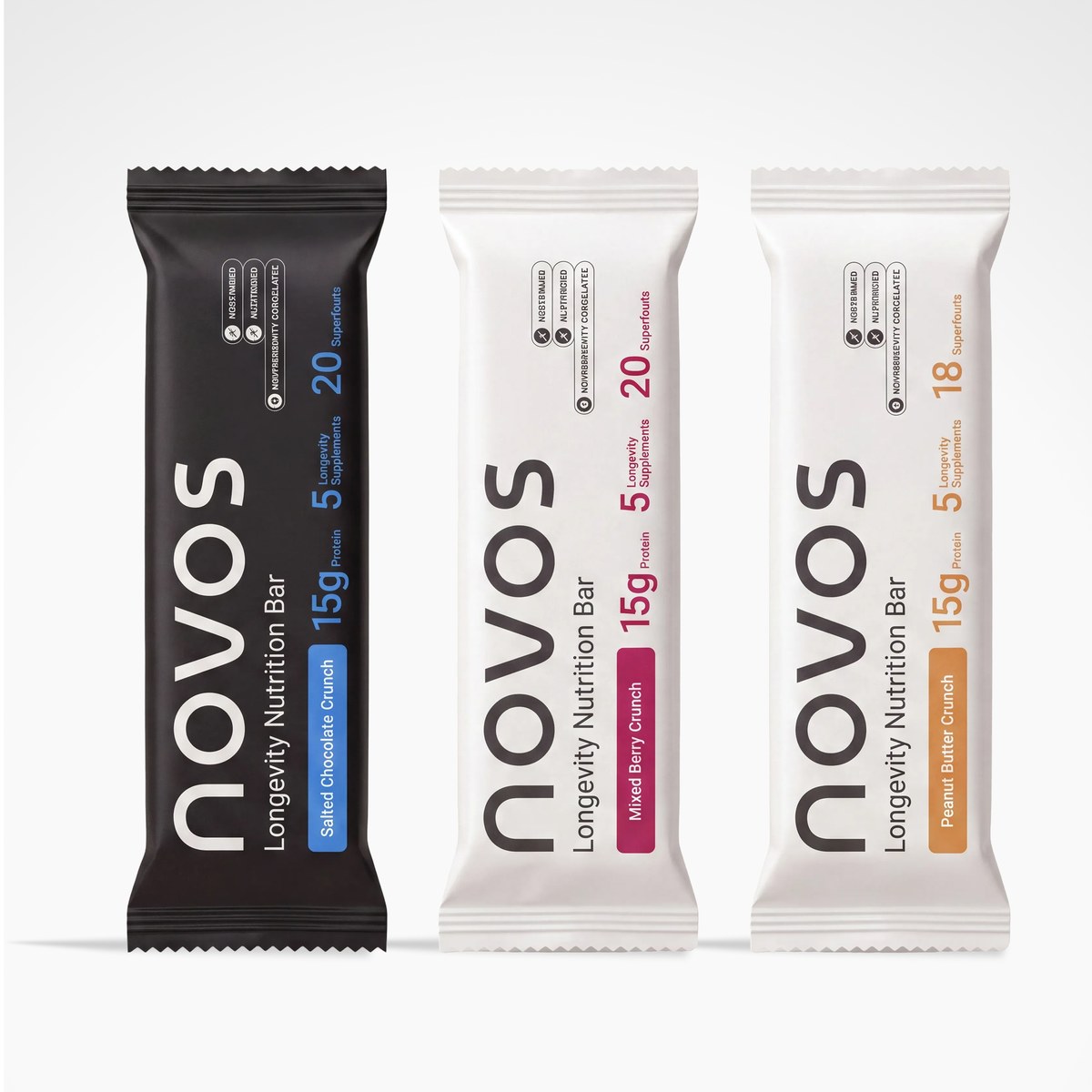 NOVOS Bar longevity nutrition bar and its packaging